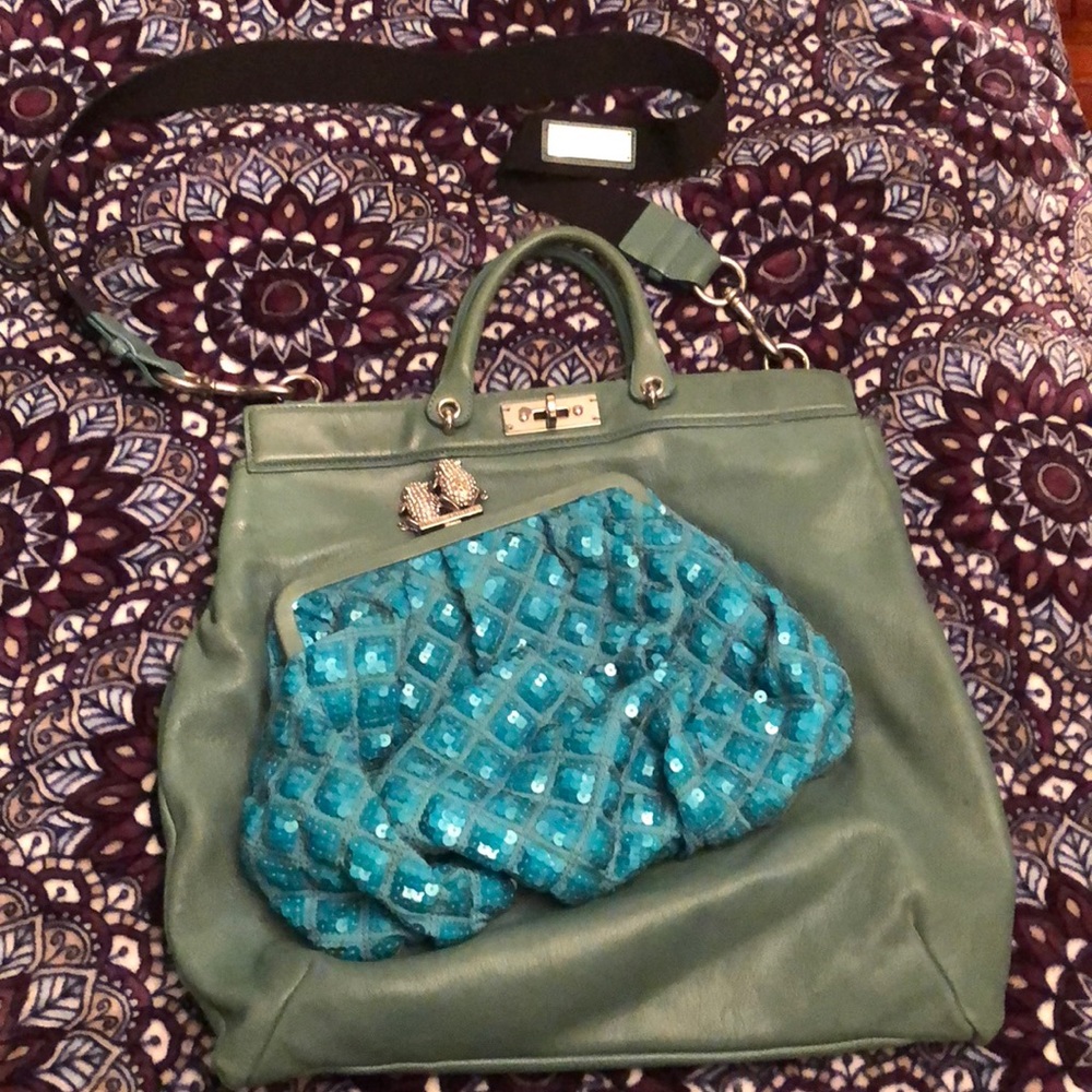 MARC JACOBS Leather Sequin Duffy Frog Tote!